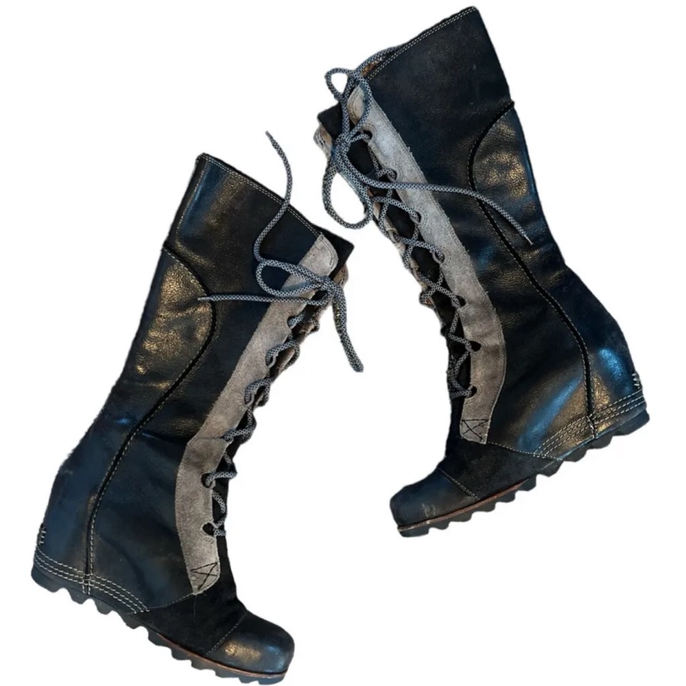 Sorel Cate the Great Wedge Tall black leather waterproof boots size 8.5